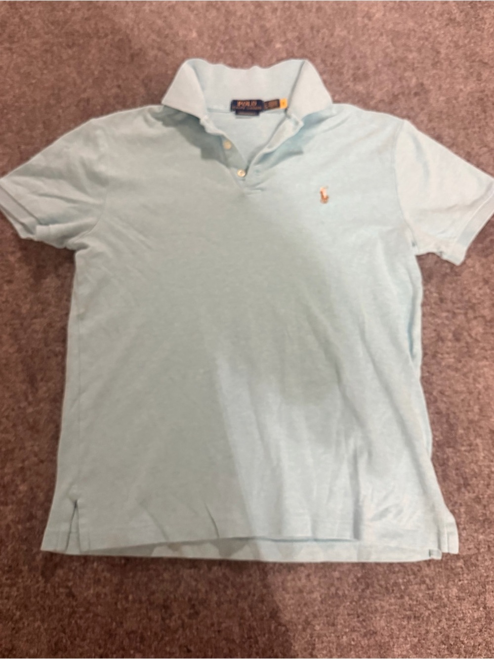Ralph Lauren Pale Blue Short Sleeve Polo with Embroidered Pony